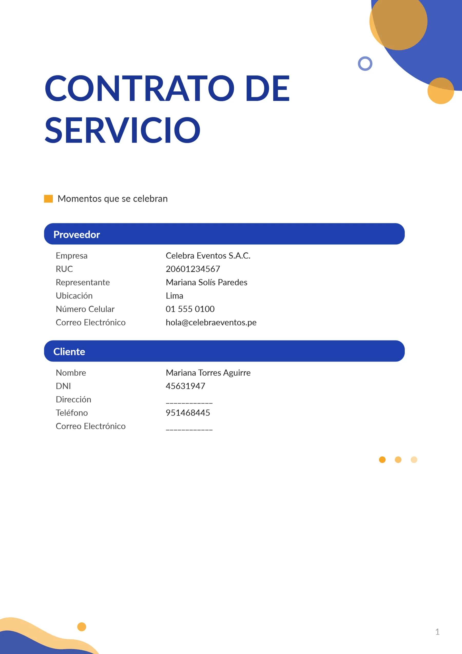 Contrato en PDF generado por el sistema