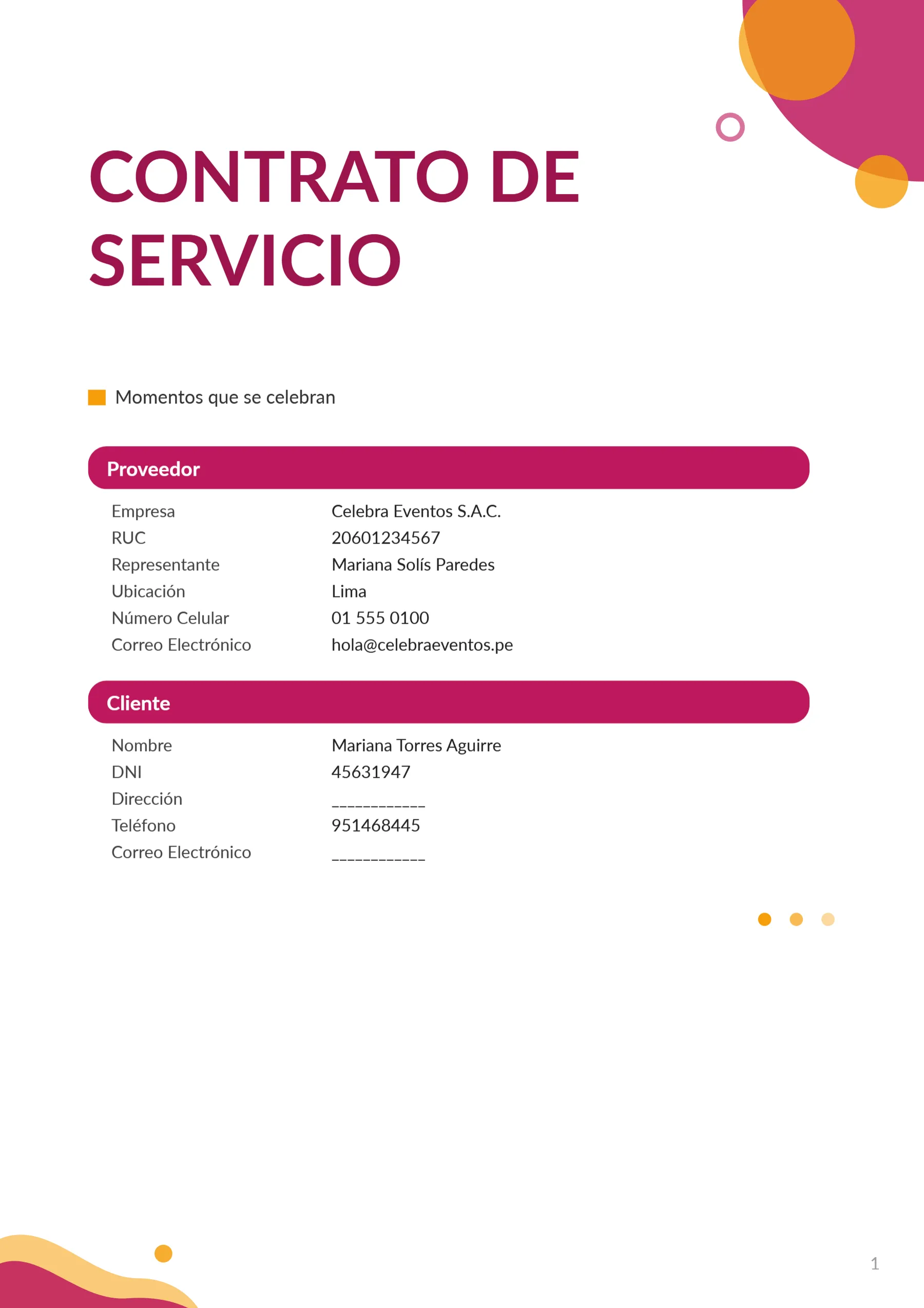 Contrato con la paleta Frambuesa